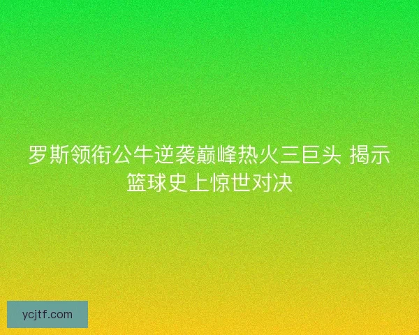 罗斯领衔公牛逆袭巅峰热火三巨头 揭示篮球史上惊世对决